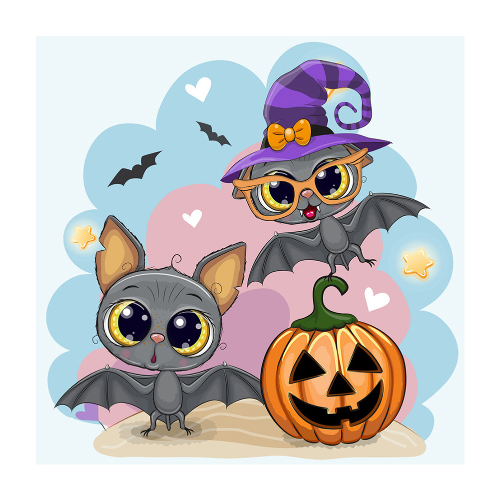 

40*40CM - 11CT Stamped Cross Stitch - Halloween Bat, 501 Original