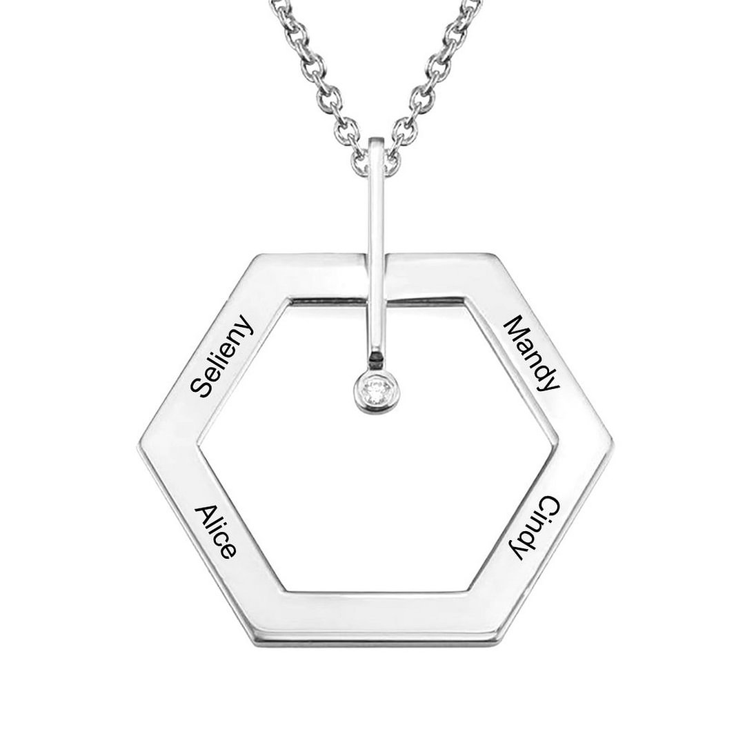 Personalized Engraved Name Hexagon Necklace