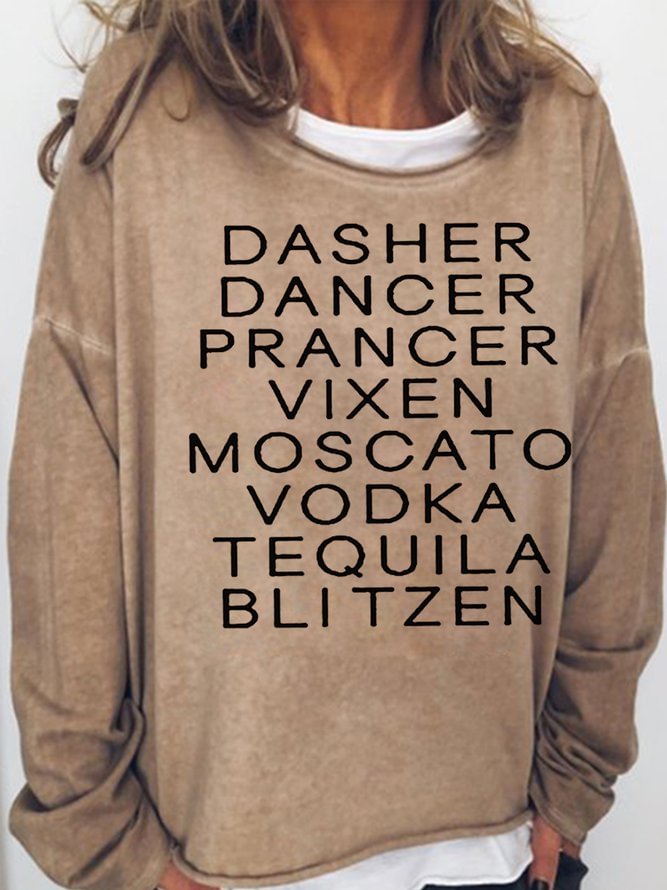 Long Sleeve Crew Neck Dasher Dancer Women's Funny Drinking Sweatshirt