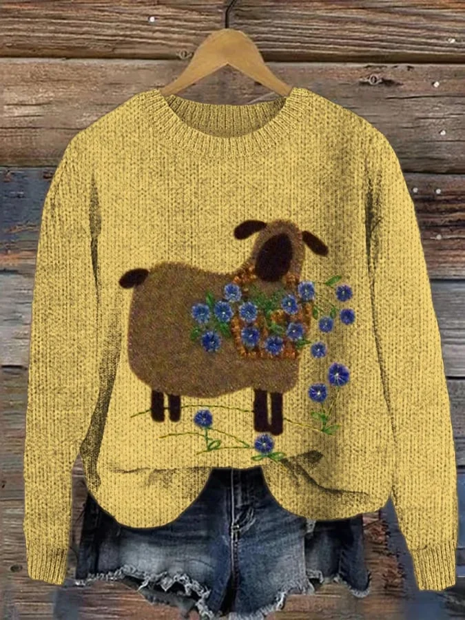 Women's Farm Sheep Print Sweatshirt
