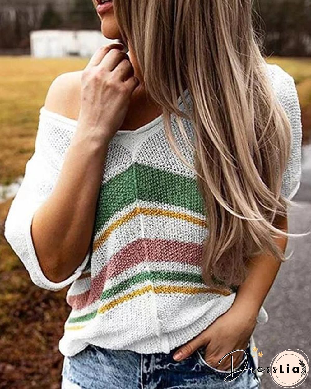 Flodress Striped Knitting Flimsy Top