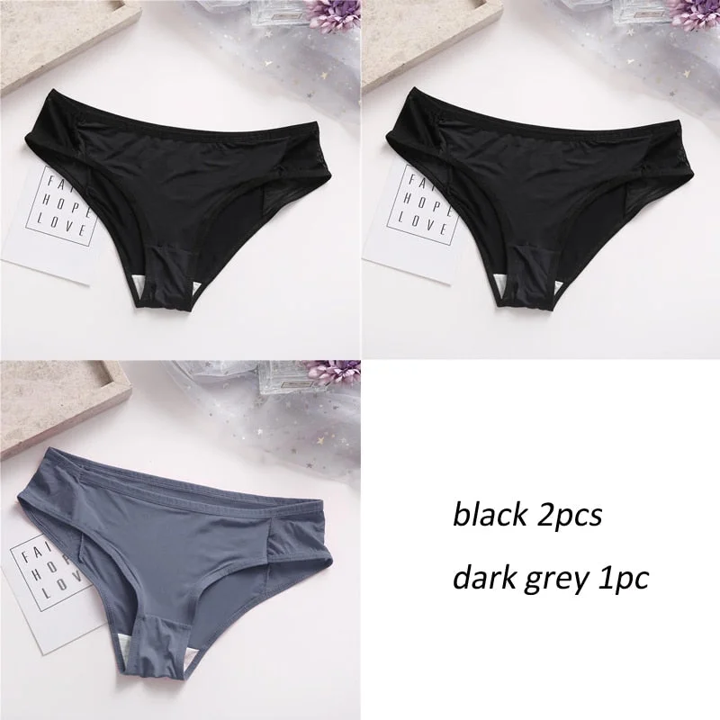 3PCS/Set Lot panties for Women Comfortable Smooth Underwear Soft Intimates Lingerie Girls Briefs Solid Color Fashion Underpants