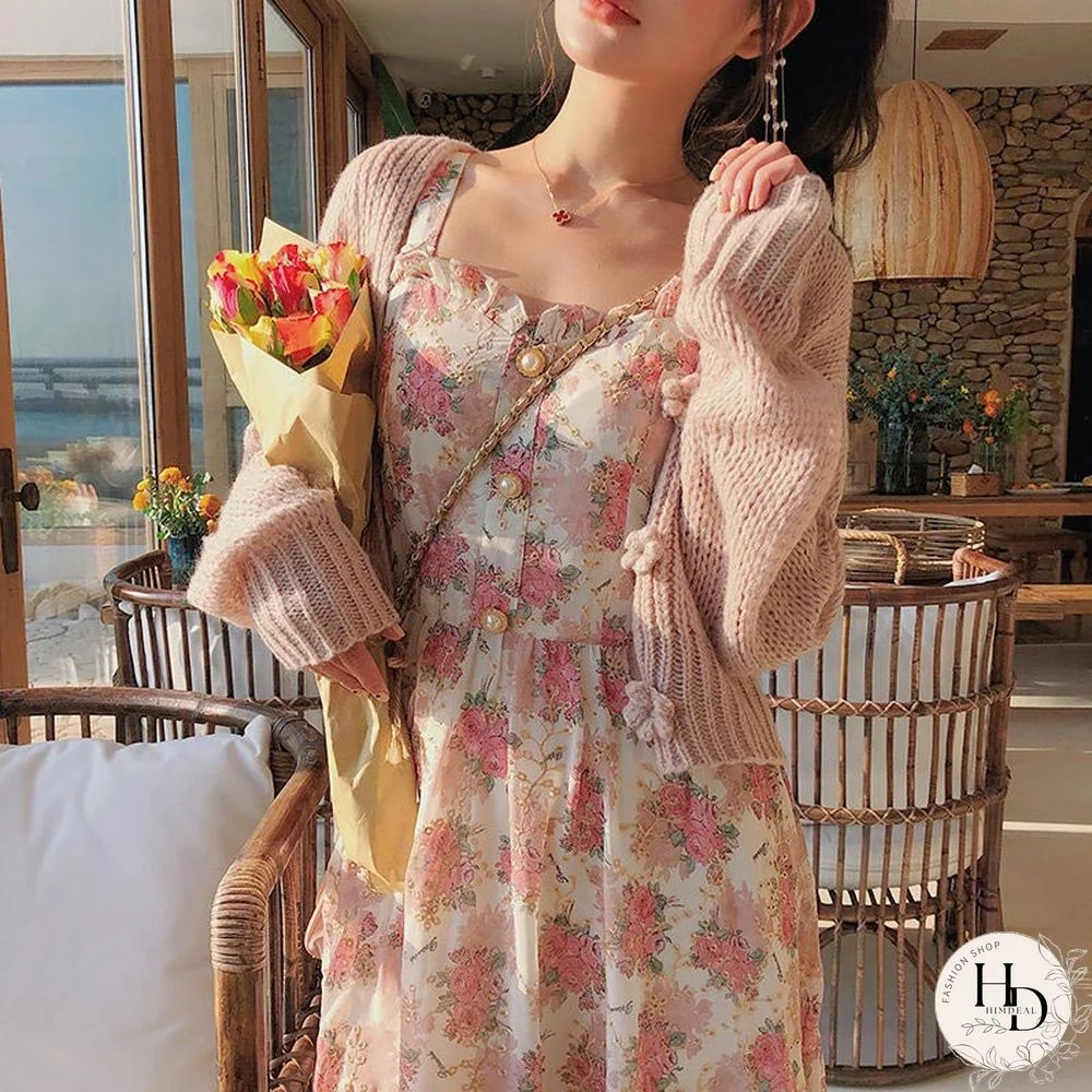 Women Summer Print Floral Midi Dress Vintage Franch Style Female Strapless Party Dress Casual Holiday Lady Boho Vestido