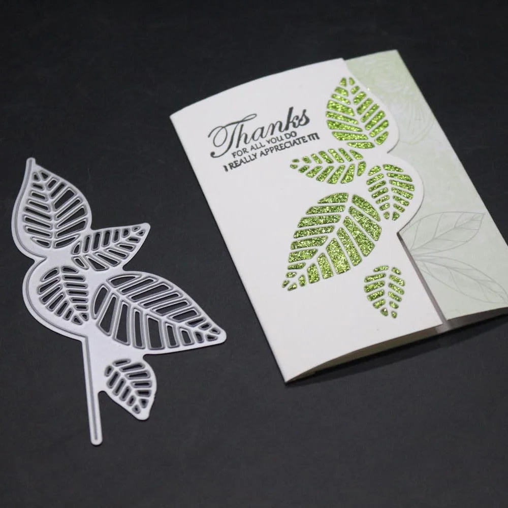 Leaf Strip Christmas Metal Cutting Dies Green Leaves Frame Die Stencil Scrapbooking Paper Cards Stamps And Dies 2022 New Craft