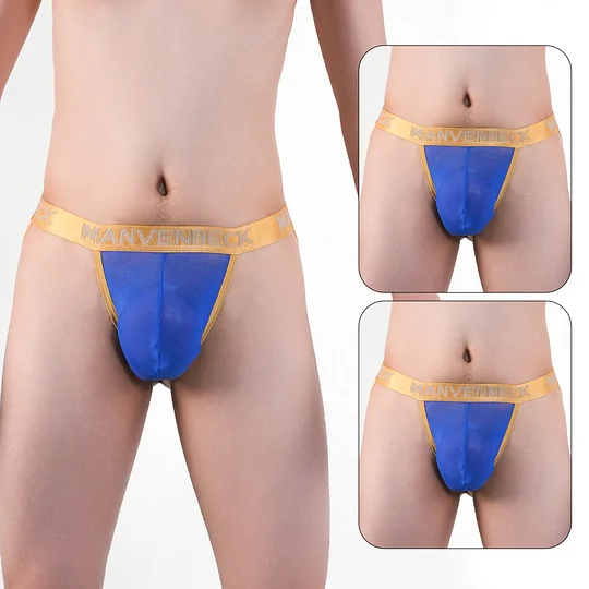 Sellsworld 3pcs Mens Sexy Thong Panties Low-Waisted Mesh Jock Strap G-Strings Brief Man T-Back Open Butt Lingerie Elasticity Gay Underwear