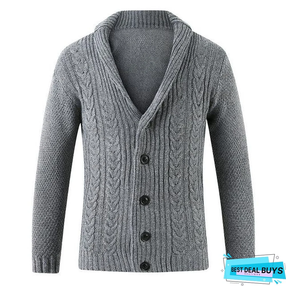 Men Casual Warm Men's High Quality Fashion Cardigan V-Neck Knitting Sweaters Coat