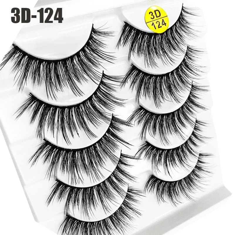 5Pairs 6D Mink Lashes False Eyelashes Natural Long Eyelash Extension Cross Volume Soft Fake Eye Lashes Winged Faux Cils Dropship