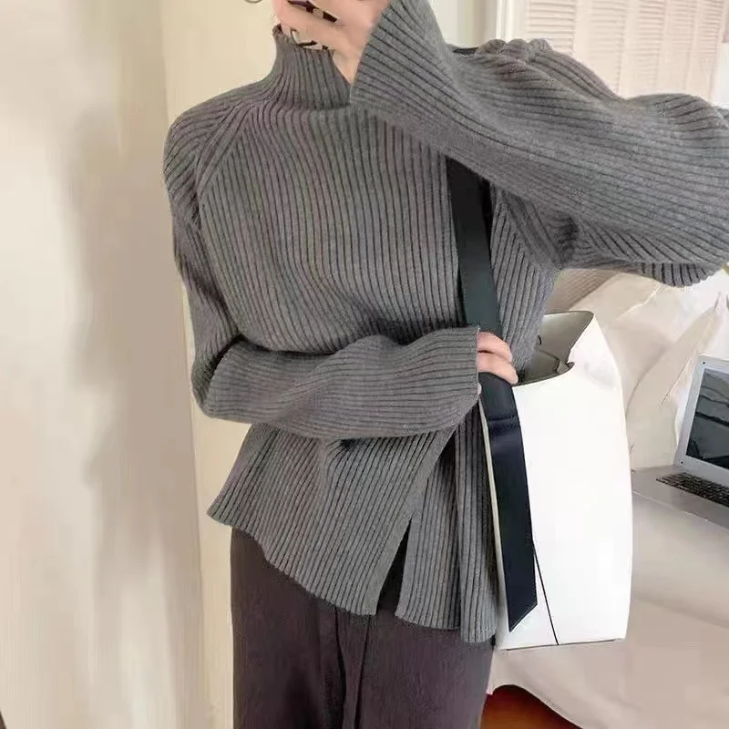 Uveng Uveng Women's Autumn And Winter Half-High Collar Long-Sleeved Sweater 2025 High-Collar Thick Wool Knitted Bottom Coat Inside