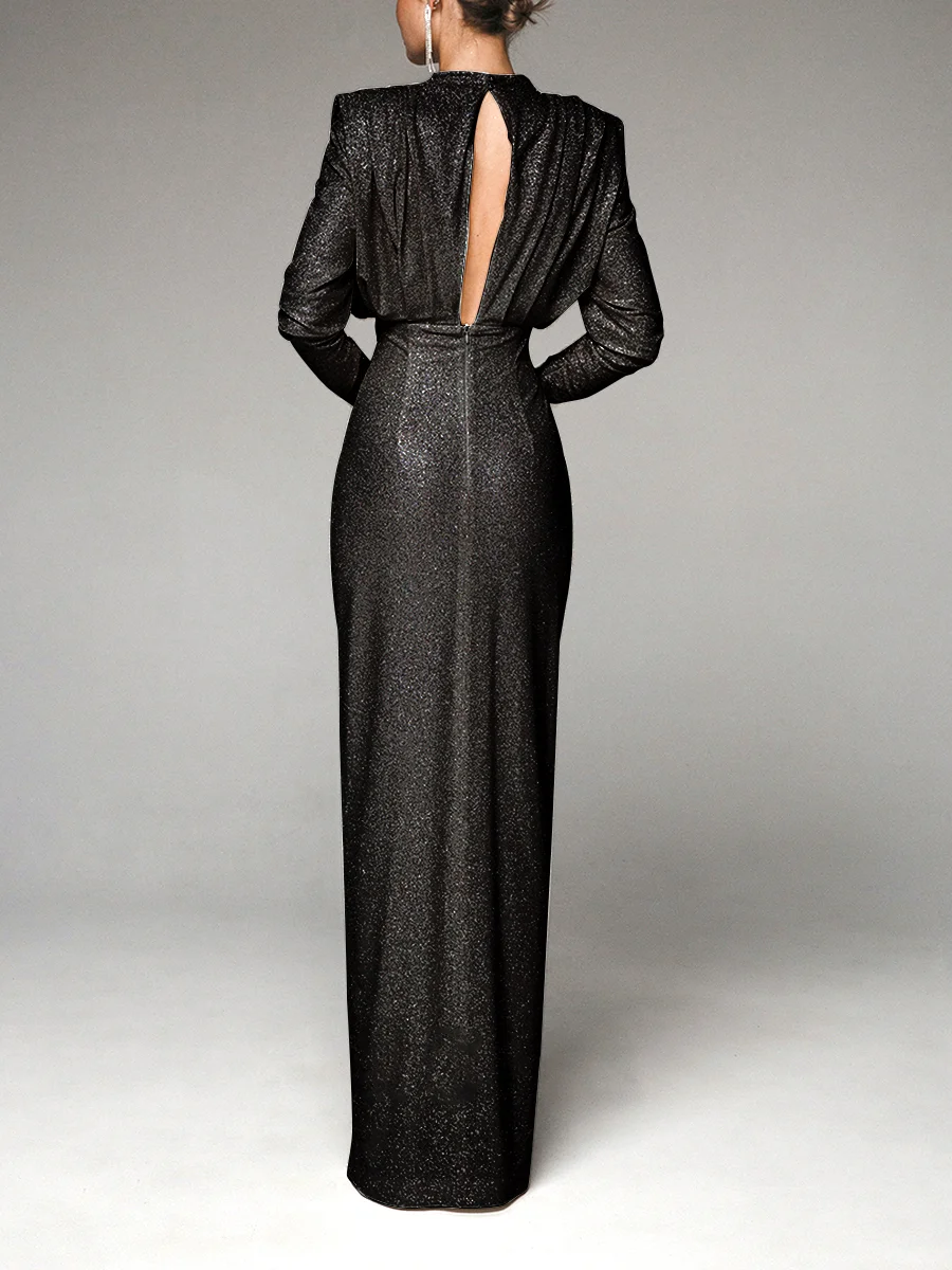 Shiny and elegant slim dress with slits