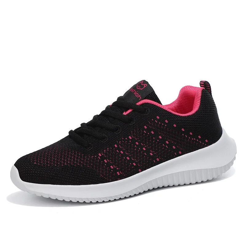 VEAMORS Ladies Walking Shoes Soft Breathable Ladies Lightweight Sports Flat Shoes Mesh Cloth Comfortable Outdoor Jogging Women