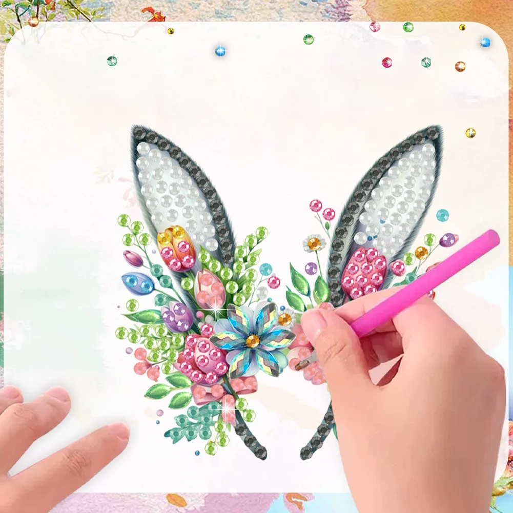 6Pcs Easter Rabbit Ears Diamond Painting Fridge Magnet for Adults Beginners