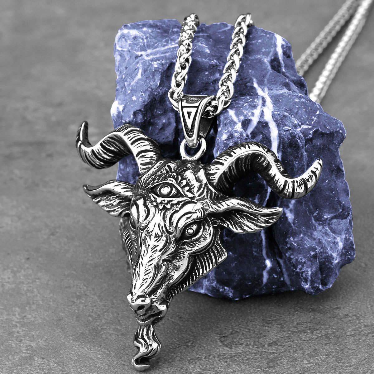 Satan Ram Devil Eye Stainless Steel Pendant Necklace / Rvogue / Rvogue