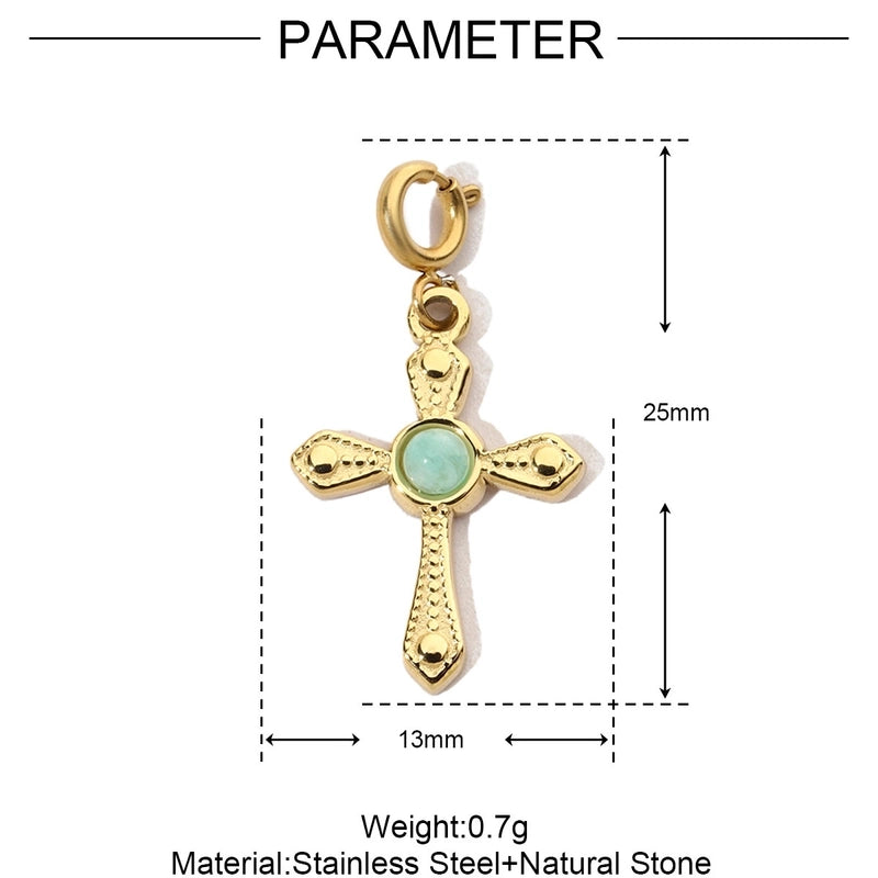 3 PCS/Package 15 * 33mm Titanium Steel Natural Stone Heart Shape Eye Pendant Jewelry Accessories