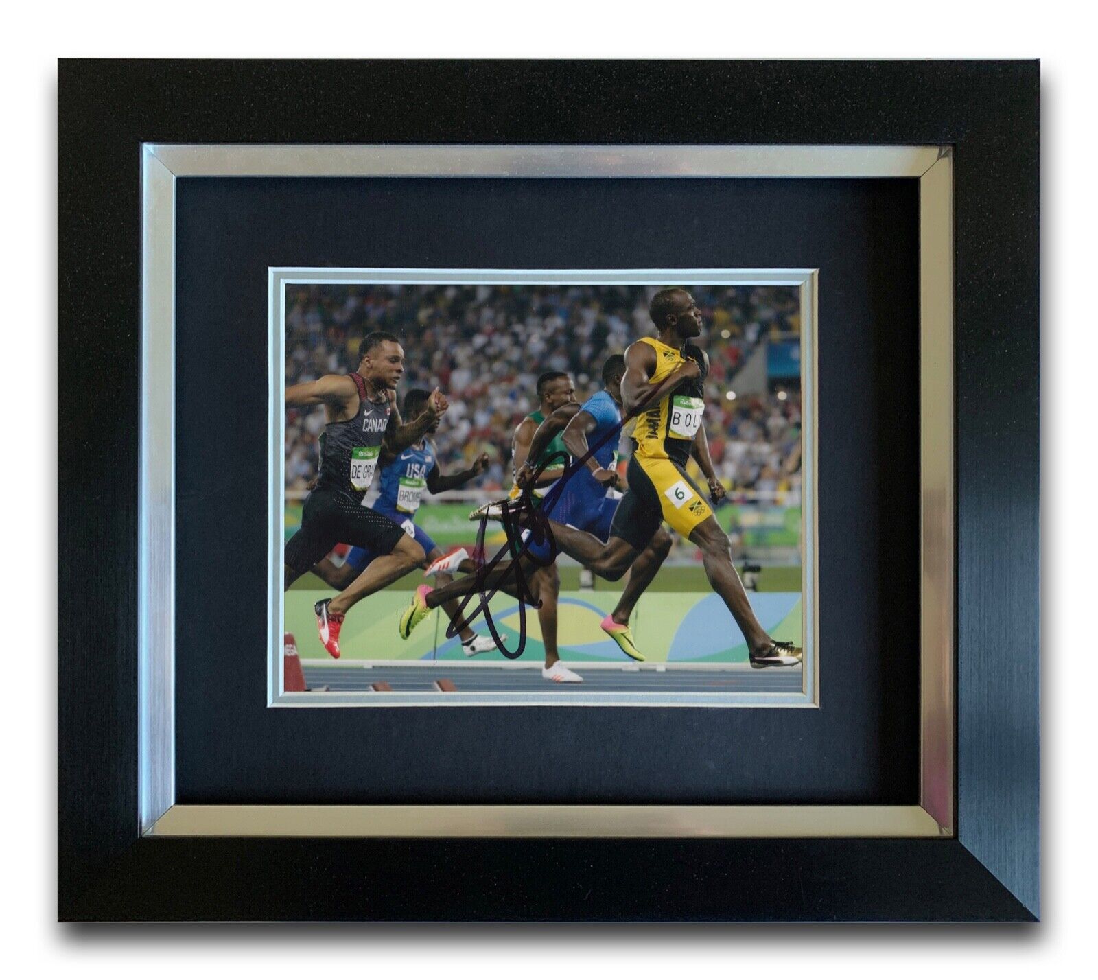 USAIN BOLT HAND SIGNED FRAMED Photo Poster painting DISPLAY - OLYMPICS - AUTOGRAPH 5.