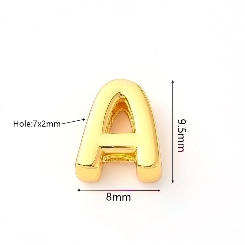 1 Pc/Package 9.5x6mm 9.5×7.5mm 9.5x8mm 7x2mm Copper 18K Gold Plated Letter Bubble Polished Beads