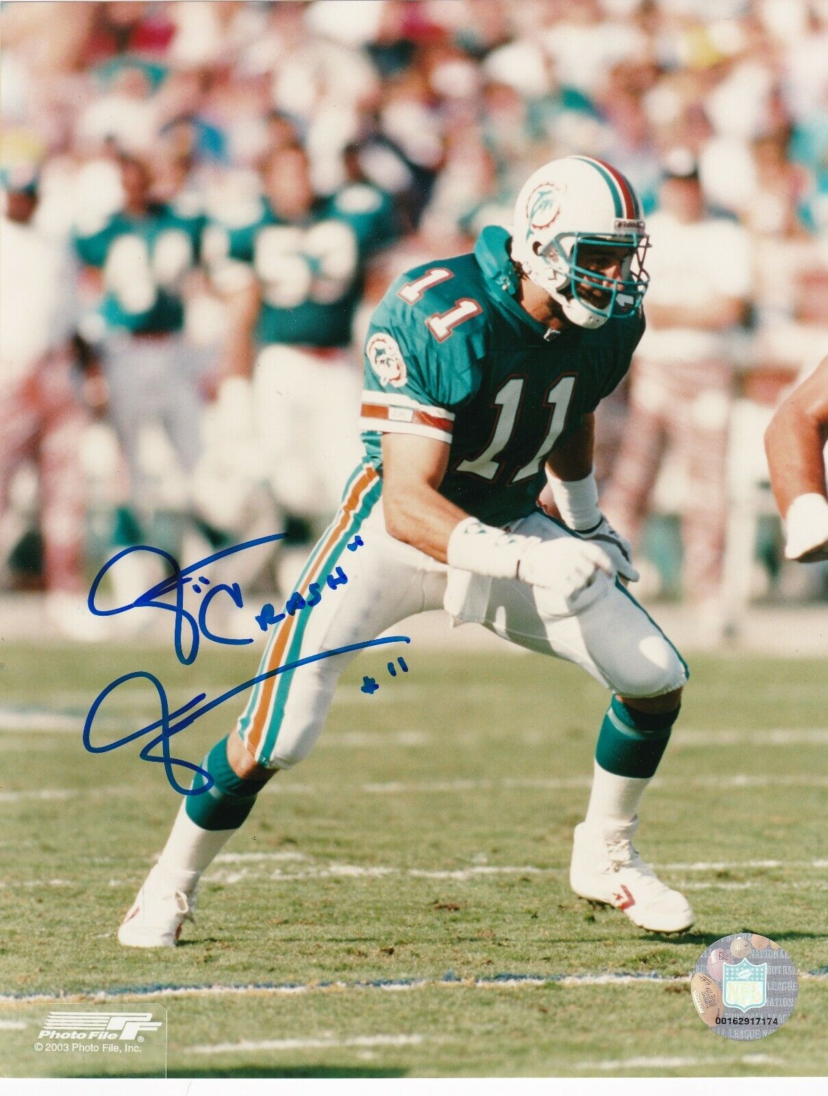 JIM JENSEN MIAMI DOLPHINS ACTION SIGNED 8x10