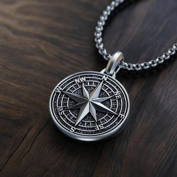 S925K Silver Viking Compass Necklace: Exploring Style and Power