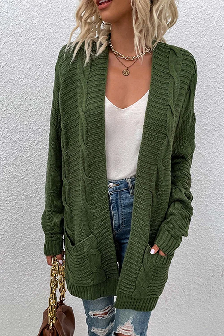 Mid-Length Twisted Rope Cardigan