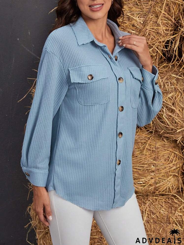 Flap Pocket Drop Shoulder Button Front Coat