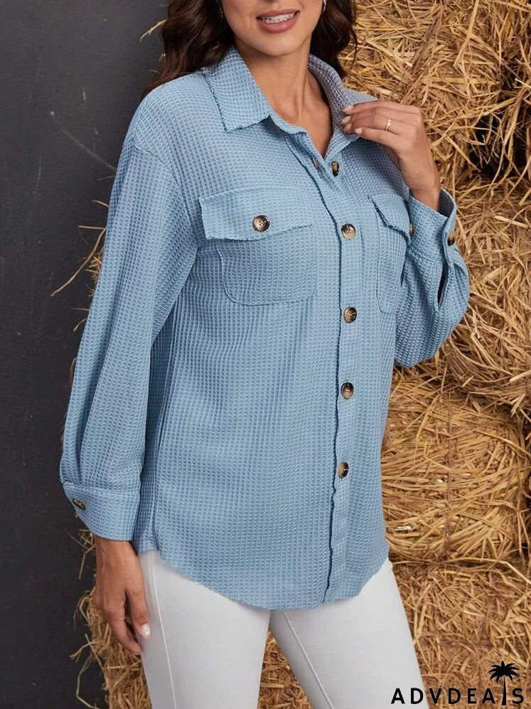 Flap Pocket Drop Shoulder Button Front Coat