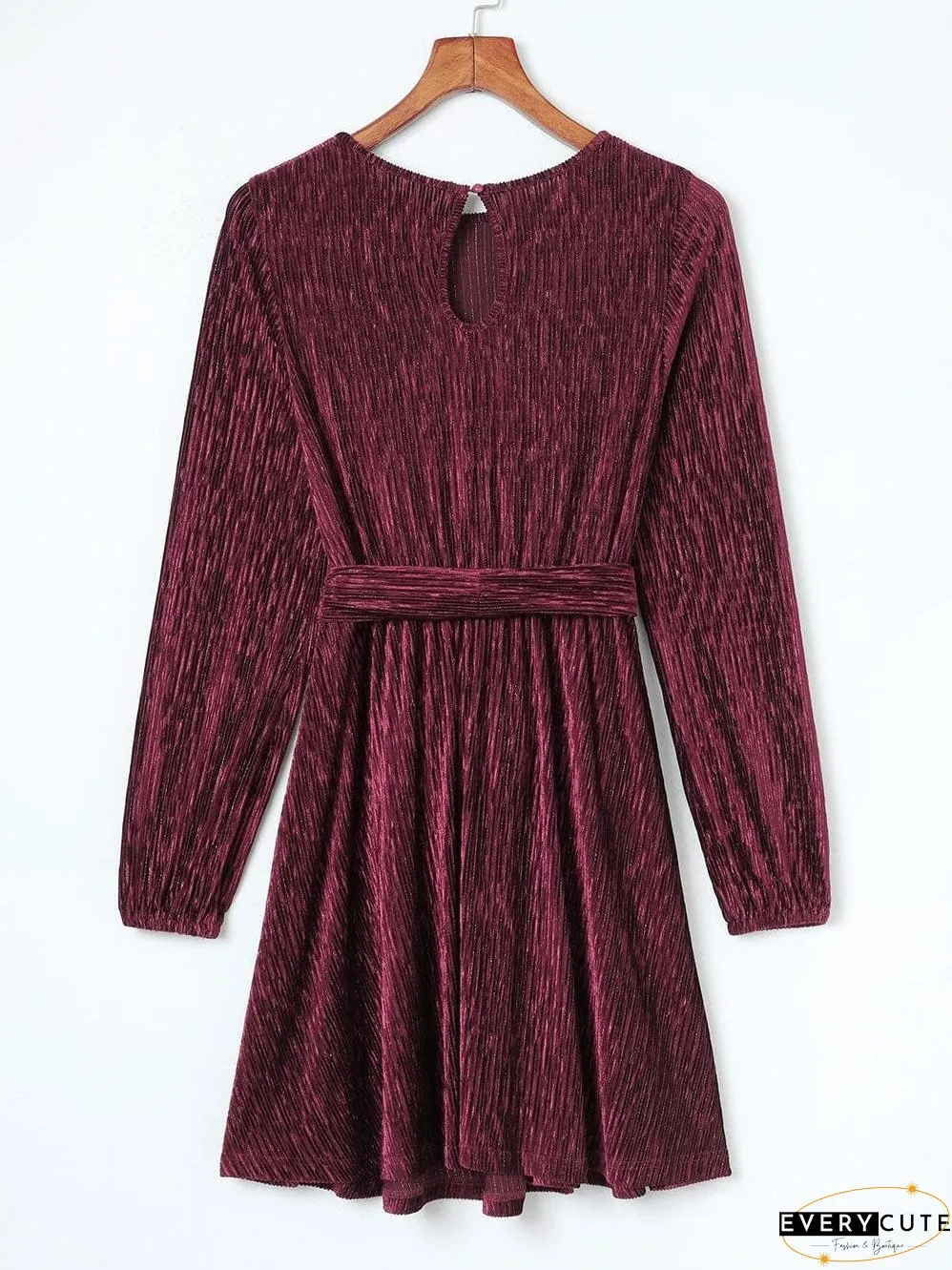 Crimson Velvet Kimono Sleeve Mini Dress