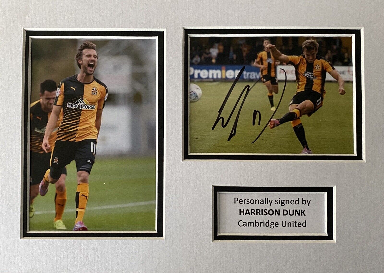 Harrison Dunk Genuine Hand Signed Cambridge United Photo Poster painting In A4 Mount Display