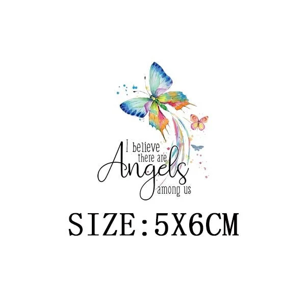 Colorful Butterfly Iron On Transfer For Clothing A-level Washable Thermal Sticker Beautiful Flower Patches On Clothes Decoration