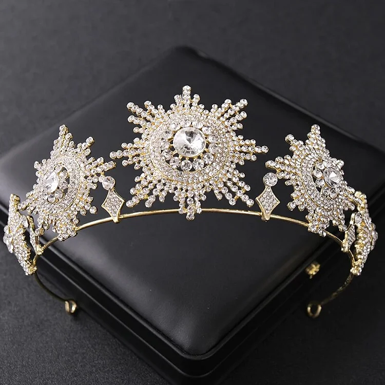 Metadun Pearl Rhinestone Crytal Tiaras and Crowns Headdress Headband Sun Crown Bridal Hair Jewelry Wedding Hair Accessories Headwear