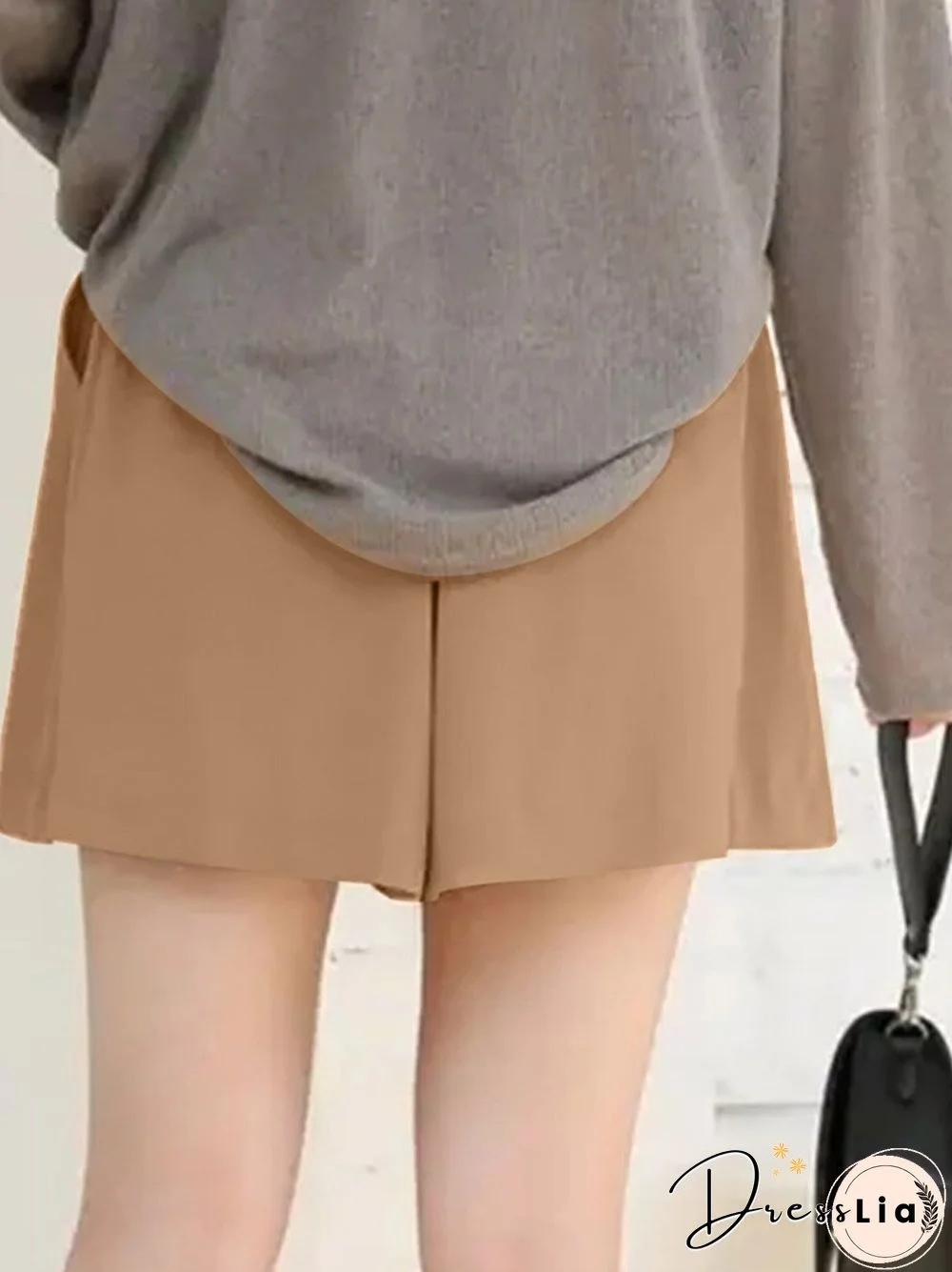 Casual Solid Pocket Wide Leg Shorts for Women