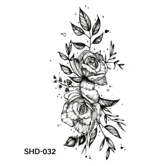 Waterproof Temporary Tattoo Black Sketchs Flowers Animal Tattoo Stickers Flash Fake Body Tattoos for Women tatuajes temporales