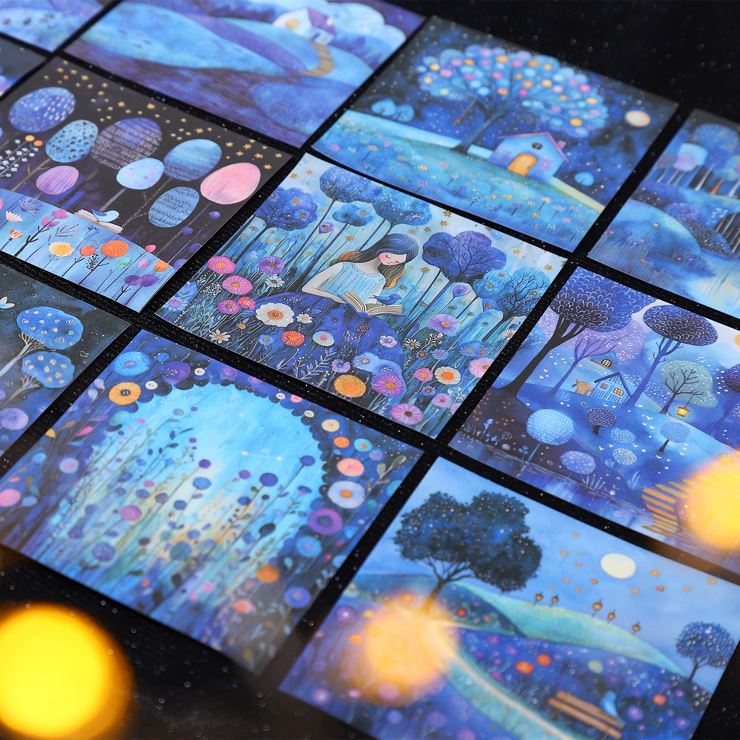 스티커북 - 사계절 풍경 시리즈 빈티지 나무 풍경