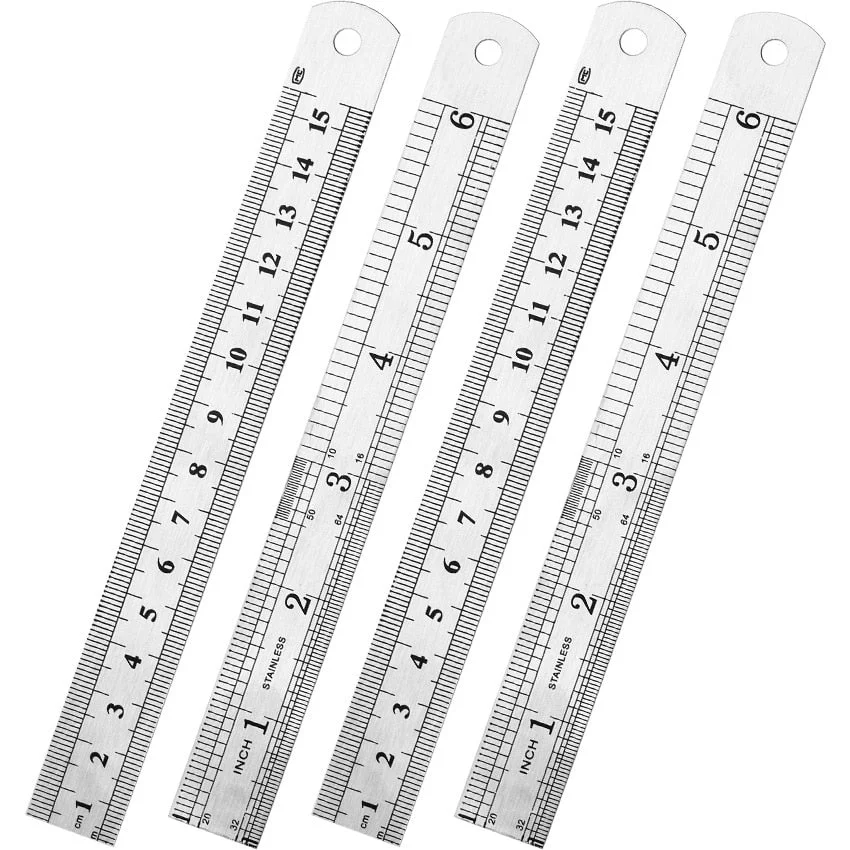 1 PC 15cm 6 Inch Stainless Steel Metal Straight Ruler Precision Double Sided Learning Office Stationery Drafting Supplies