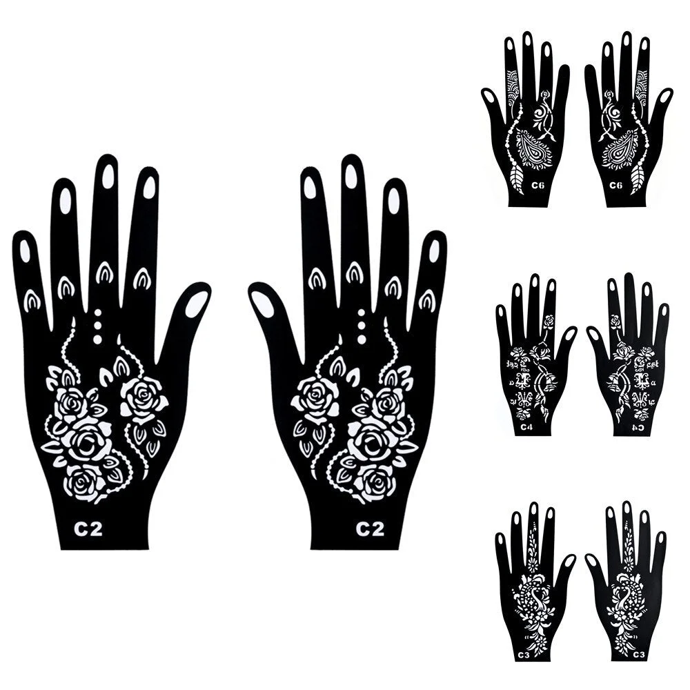 1PC Multiple Professional Henna Stencil Temporary Hand Tattoo Body Art Sticker Template Wedding Tool India Flower Tattoo Stencil