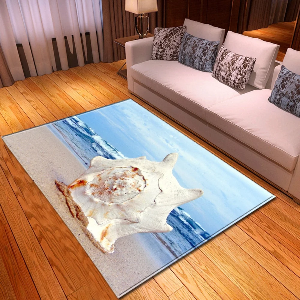Living Room Sofa Carpet Home Bedroom Children's Decor Floor Rugs Seaside Pattern Coffee Table Hallway Balcony Kids Bedside Mat