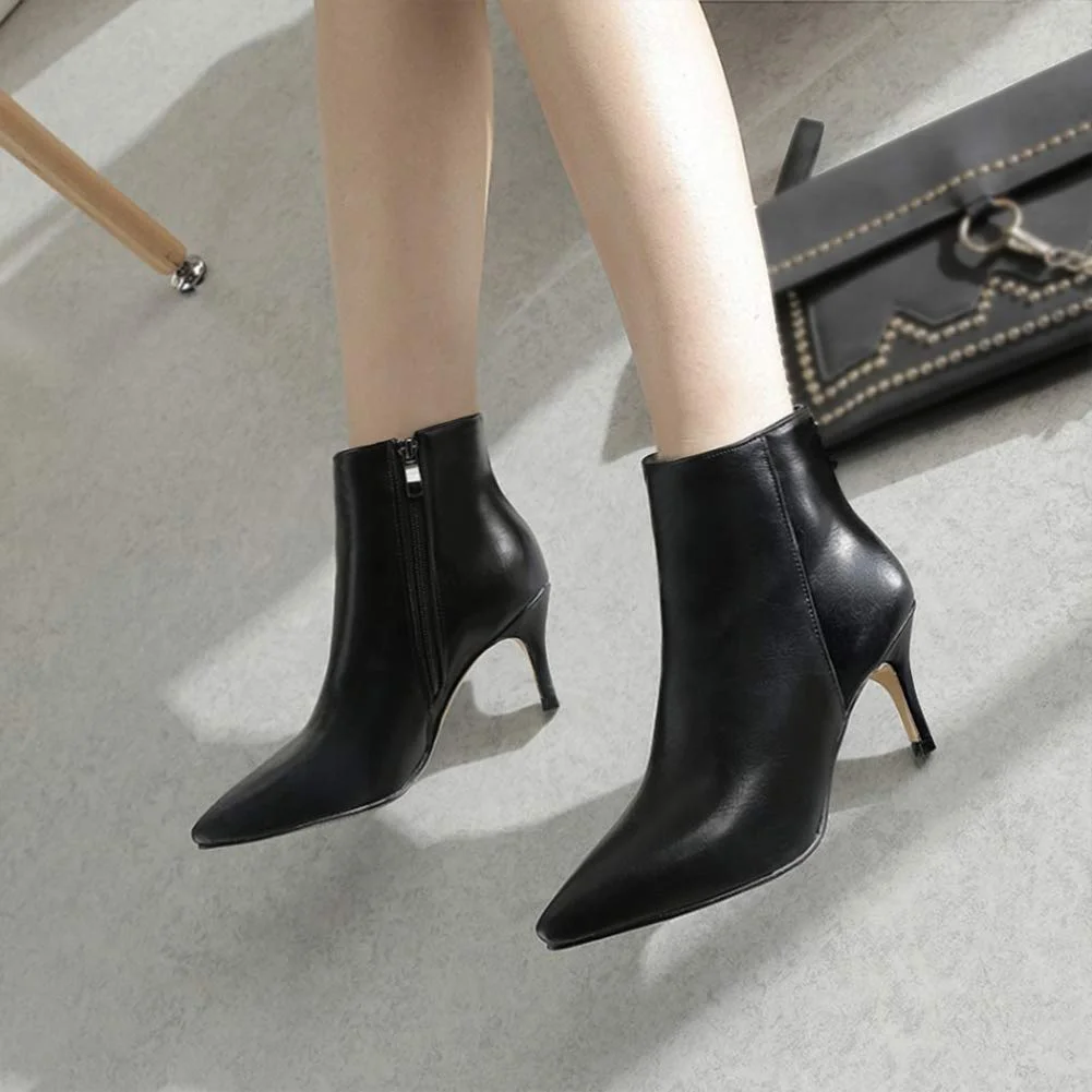 60mm Women's Ankle Boots Closed Pointed Toe Stilettos Booties-MERUMOTE