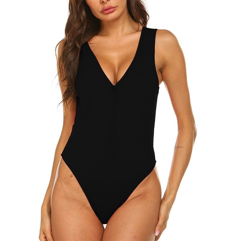 Summer Women Body Suit Beach Sea Sleeveless Bodysuit Fitness  Backless Skinny Sexy Jumpsuit Slim Solid Button Bodycon Rompers