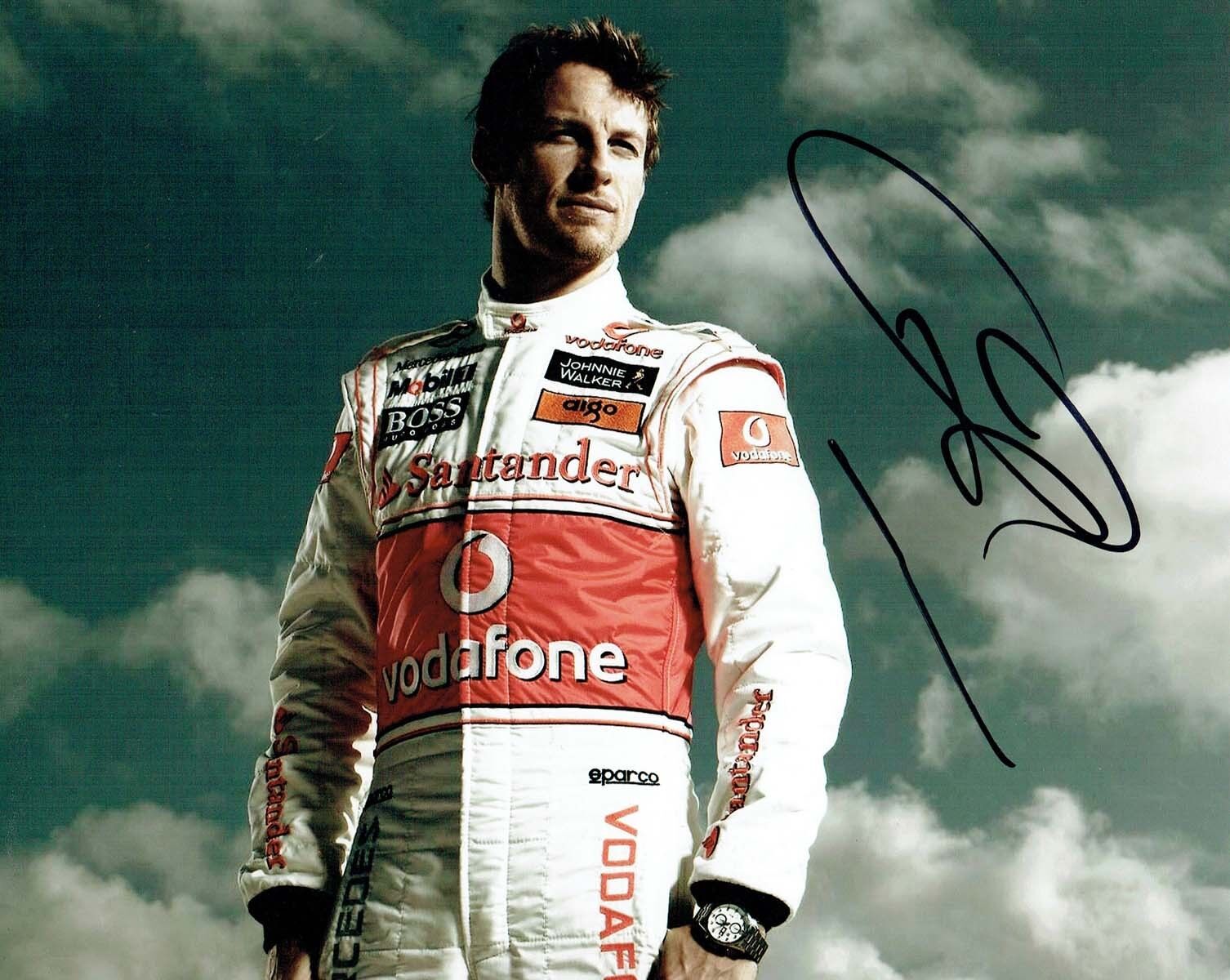 Jenson Button SIGNED Autograph 10x8 Portrait Photo Poster painting AFTAL COA F1 Driver