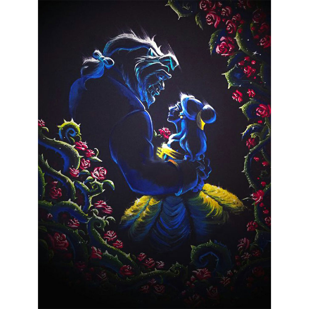 Silhouette - Beauty And The Beast 30*40CM(Canvas) Full Round Drill Diamond Painting gbfke