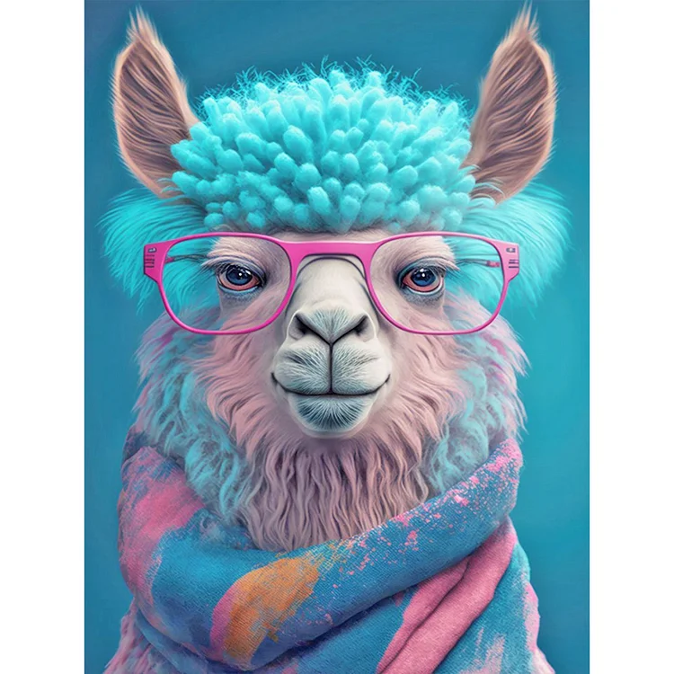 Goat With Glasses 30*40CM(Canvas) Full Round Drill Diamond Painting gbfke