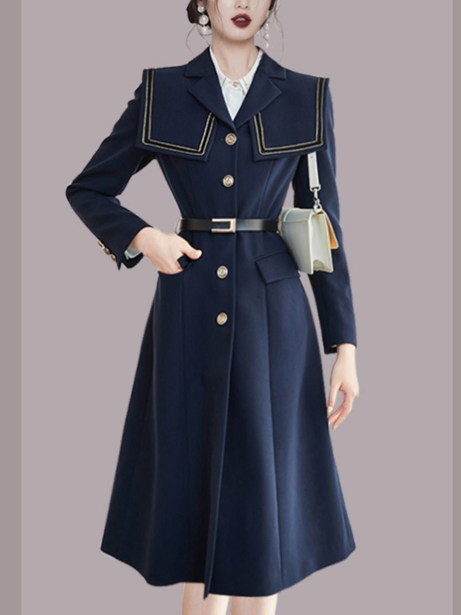 Women's Blazer Dress Lapel Single Breasted Pockets Long Sleeve A Line Dresses