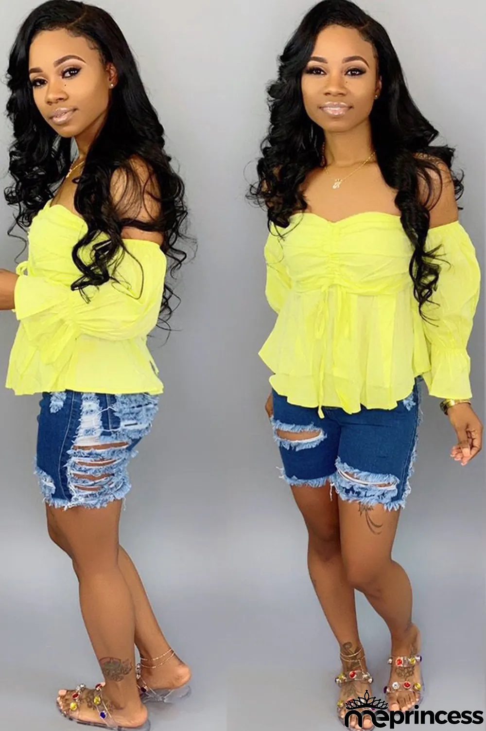 Blue Denim Button Fly Zipper Fly High washing Hole Zippered Pocket Straight shorts Shorts