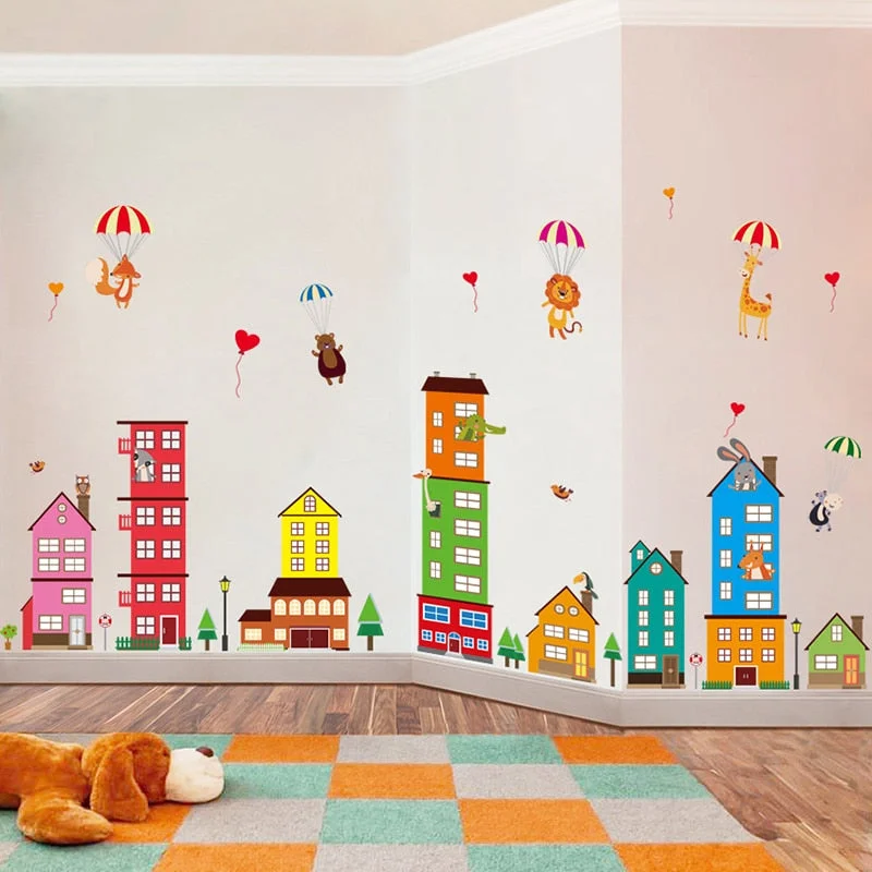 Large 210cmx120cm Cartoon Animals Wall Stickers Living Room Kids Room Home Decoration Wall Decals Home Decor Wallpaper Nursery