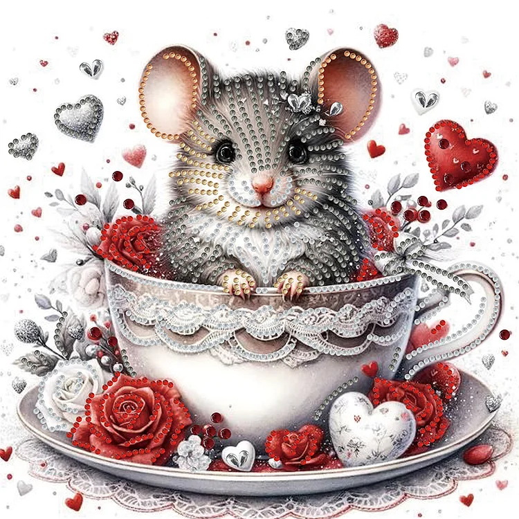 Rat in Coffee Cup - Partial Drill - Special Diamond Painting(30*30cm)