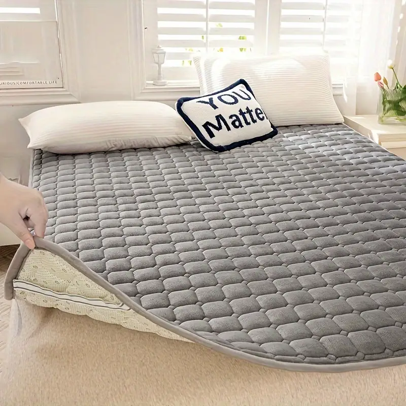 1pc solid color thick milk velvet mattress pillow not included soft comfortable breathable bedding mattress pad for bedroom guest room dorm hotel autumn and winter bedding details 5