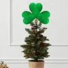 St Patricks Day Tree Topper Green Plush Shamrock with Metal Base for Decor Gift