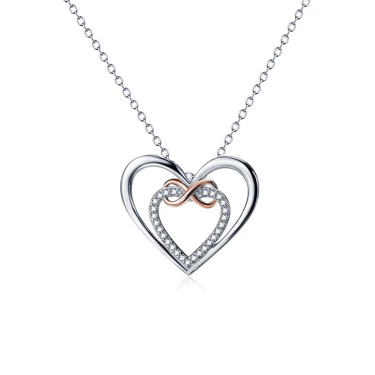 For Daughter - S925 I Will Aalways Carry You in My Heart Together Two Hearts Infinity Necklace