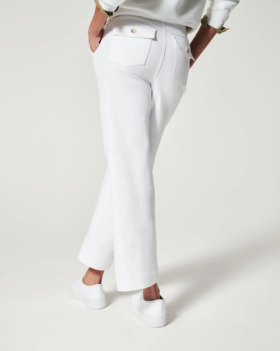 Stretch Twill Cropped Wide Leg Pant