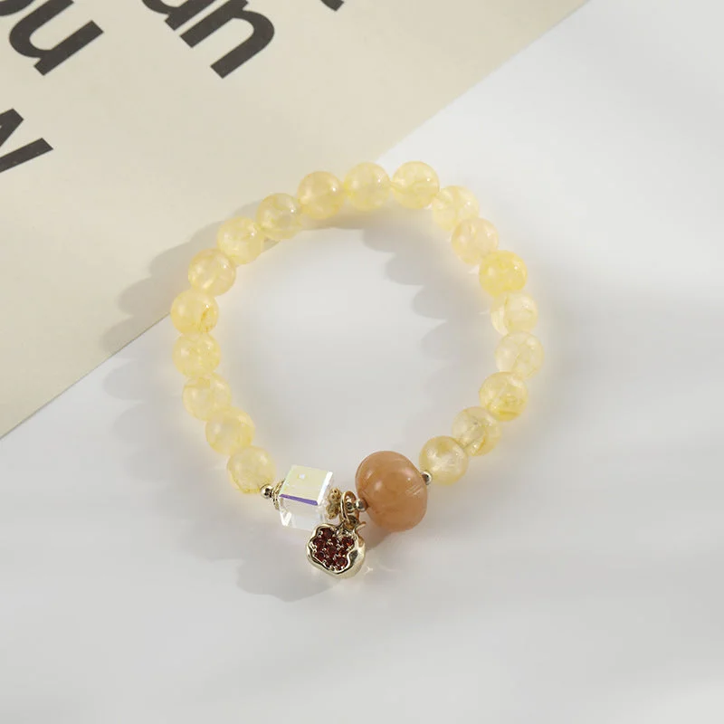 Natural Citrine & Garnet Pumpkin Bracelet