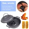 Cast Iron Roasted Sweet Potato Pan W/Lid Garlic Roaster for Picnic Camping Patio