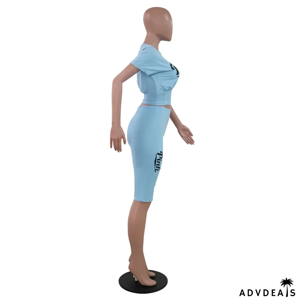 Summer Print Sexy Two Piece Bodycon Short Set